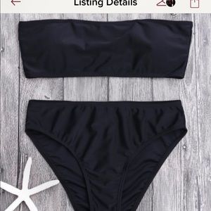 Black high waist bandeau bikini